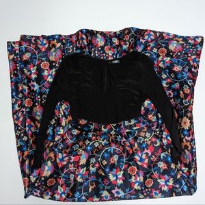 Eshakti Floral Print Dupioni and Jersey Dress Full Skirt Maxi Large L